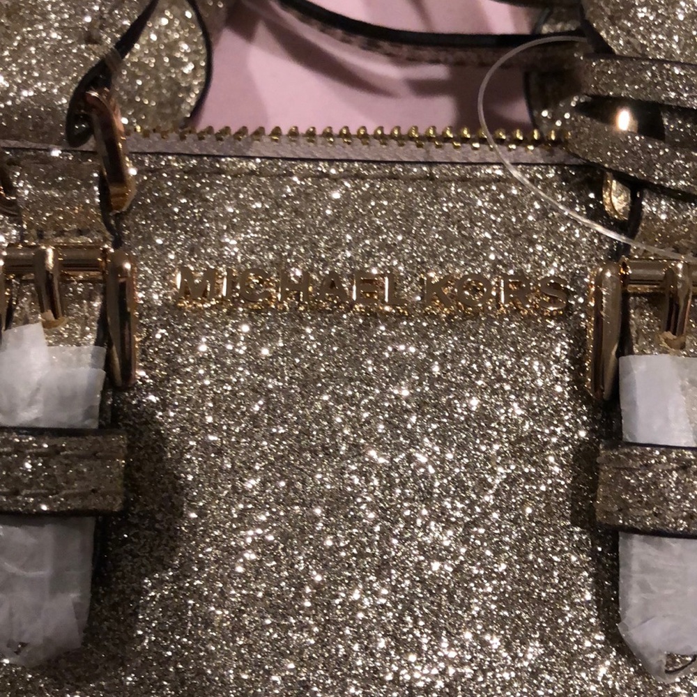 NWT glitter Gold mini Michael Kors crossbody - Picture 3 of 7